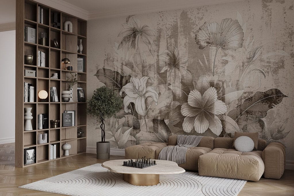 Delicate floral sketch in soft tones