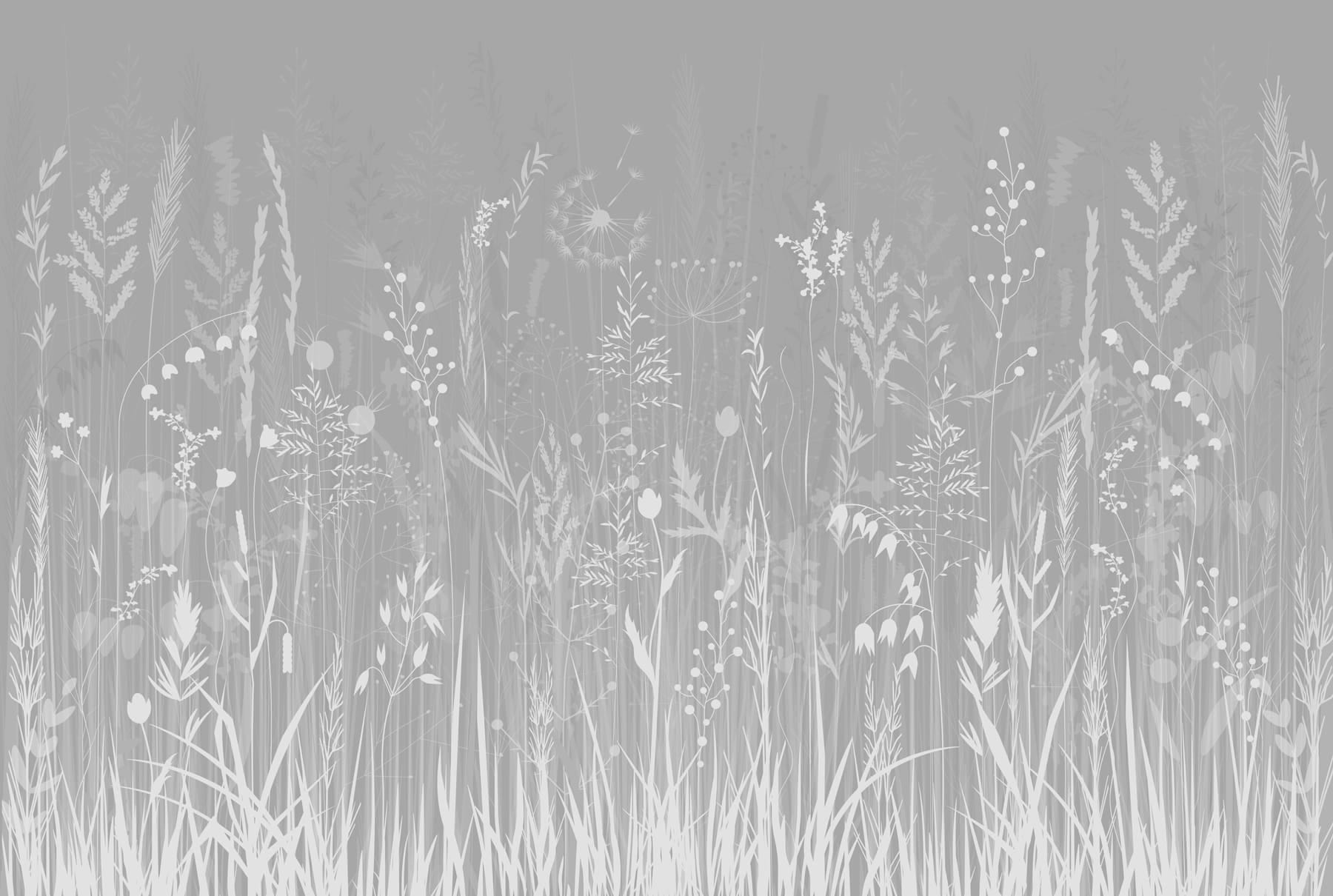 Grey background with grass and flowers