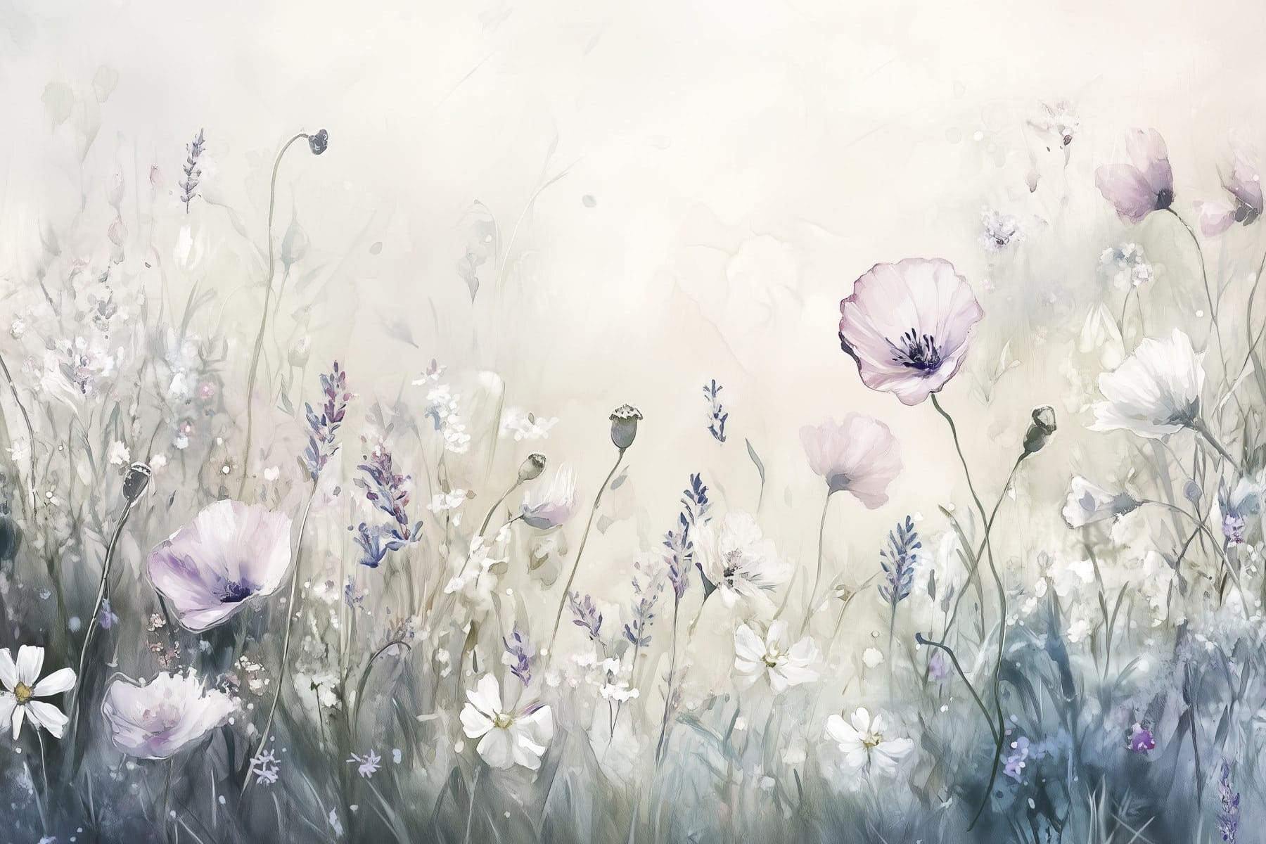 Painting of flowers in a field
