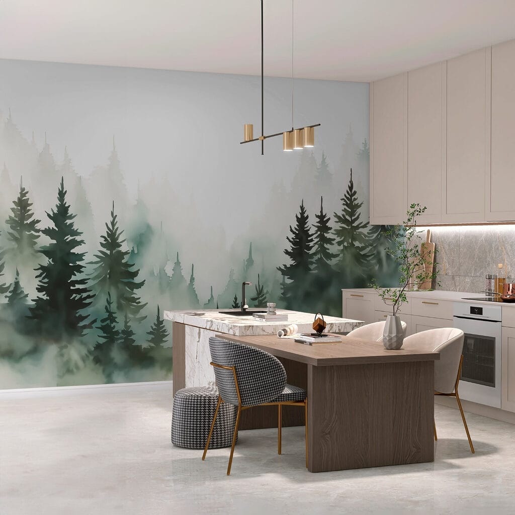 Group of trees in the fog