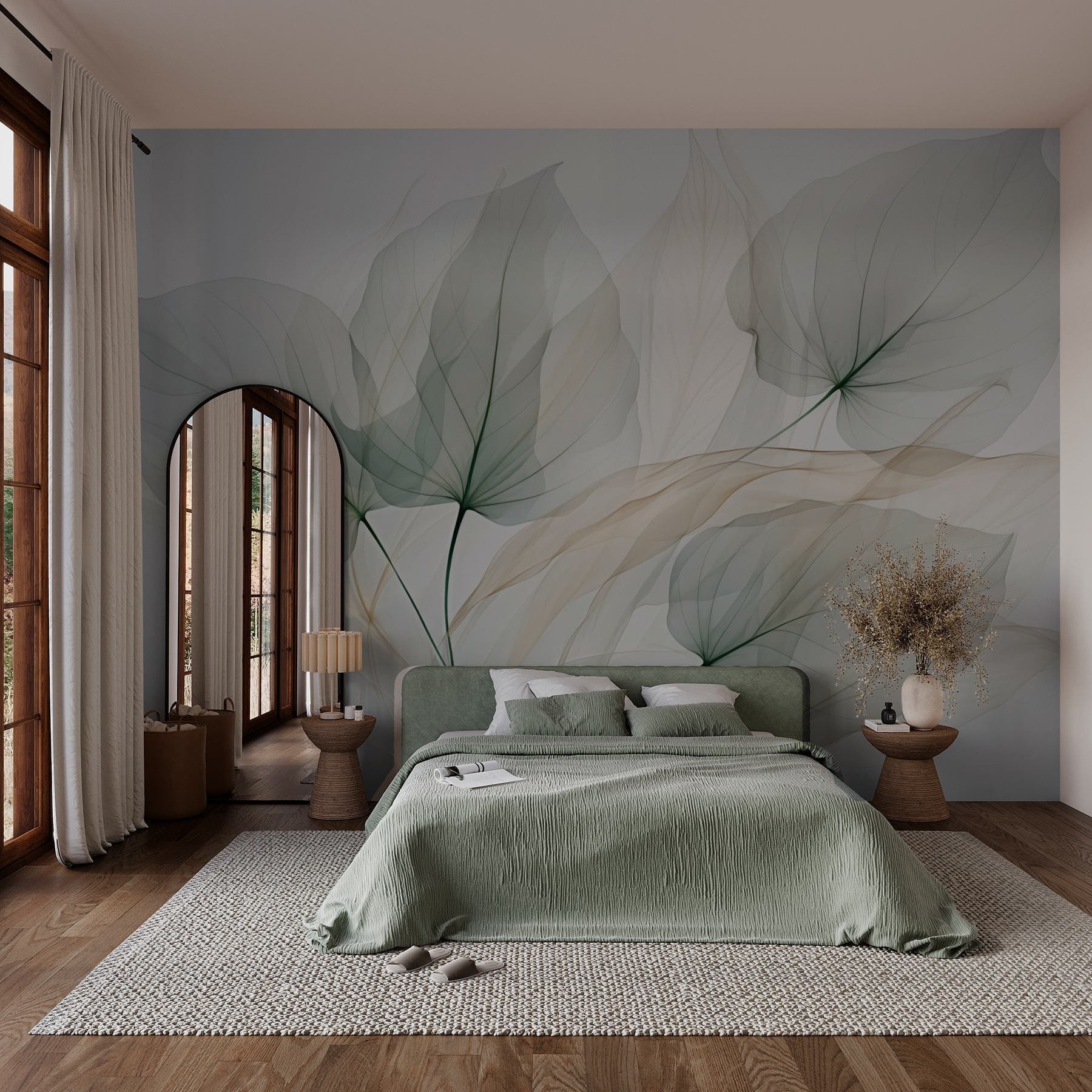 Transparent leaves on a white background