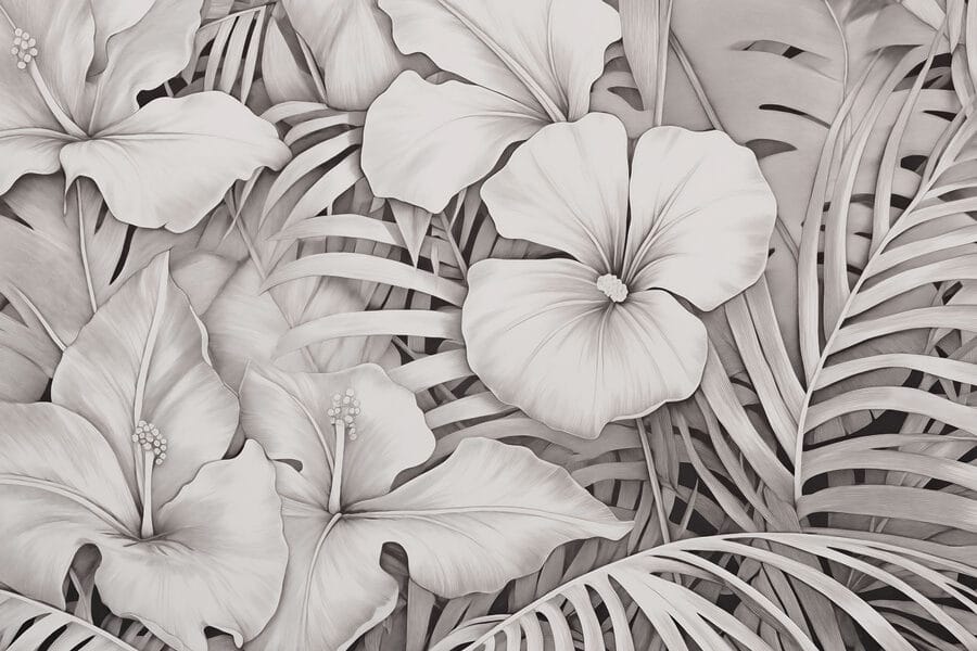 Floral μοτίβα σε μονόχρωμους τόνους