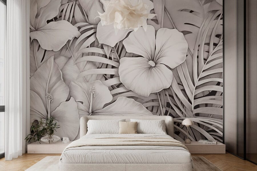 Floral μοτίβα σε μονόχρωμους τόνους