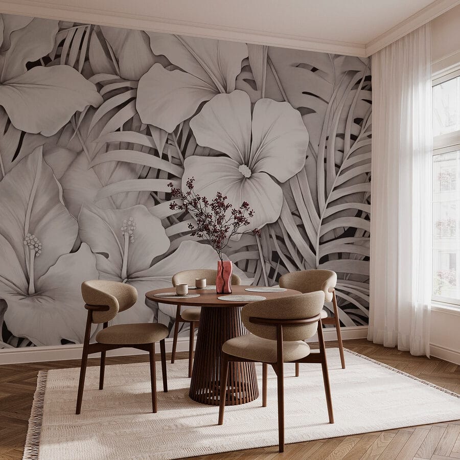 Floral μοτίβα σε μονόχρωμους τόνους