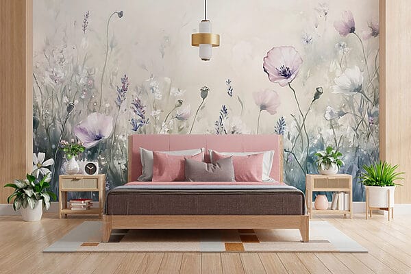 Ταπετσαρίες Ζωγραφική των λουλουδιών σε ένα χωράφι