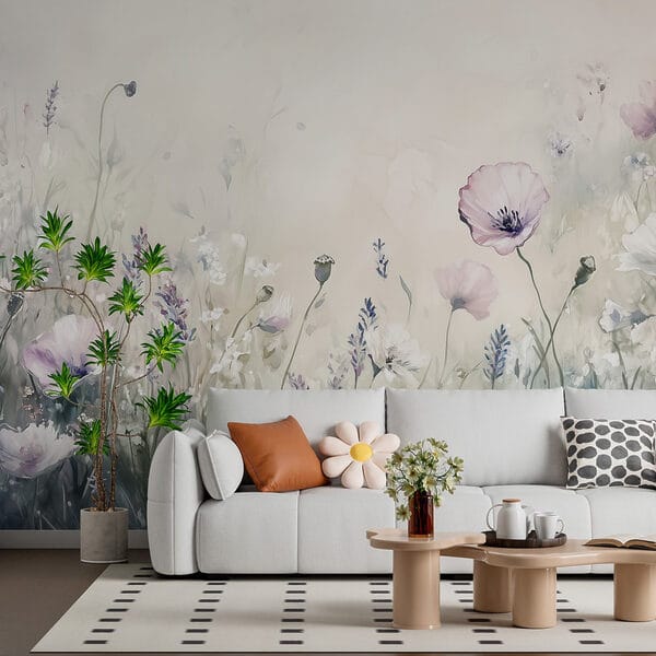 Painting of flowers in a field