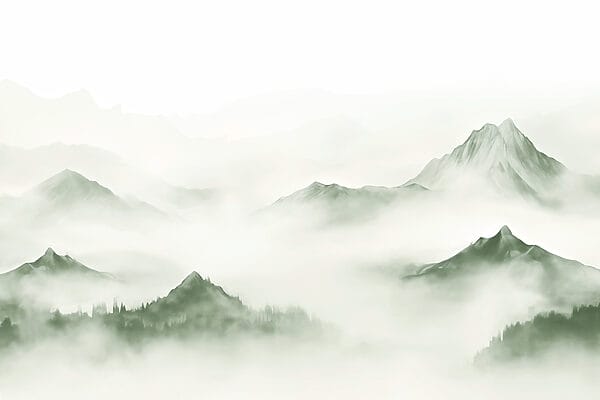 Foggy mountain range