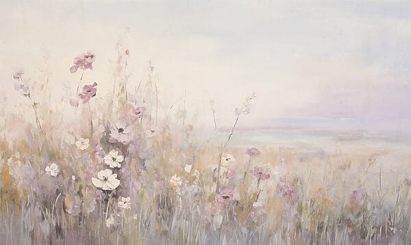 Painting of flowers in a field
