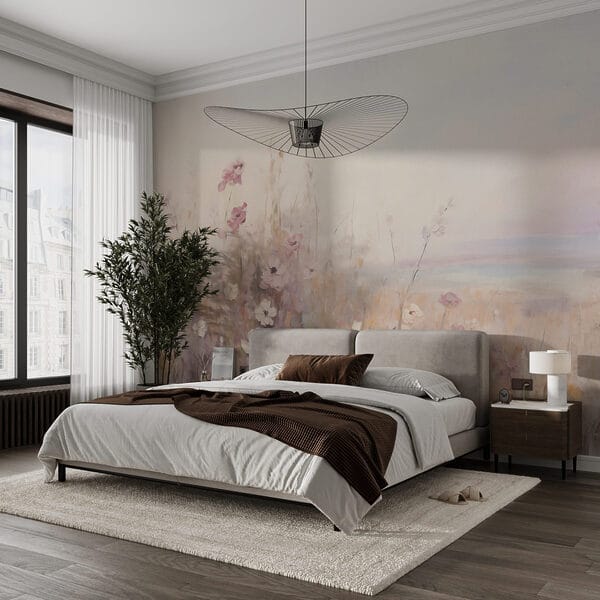 Ταπετσαρίες Ζωγραφική των λουλουδιών σε ένα χωράφι