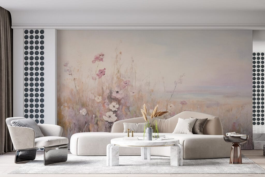 Painting of flowers in a field