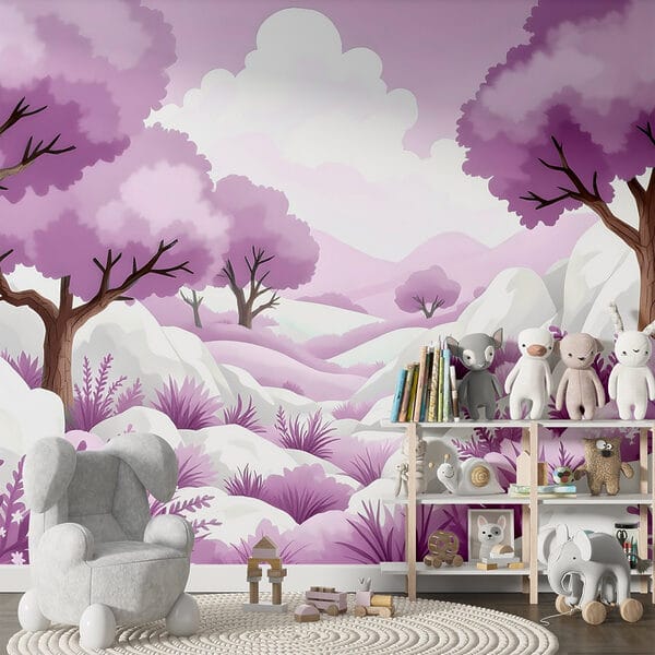 Landscape with trees and snow