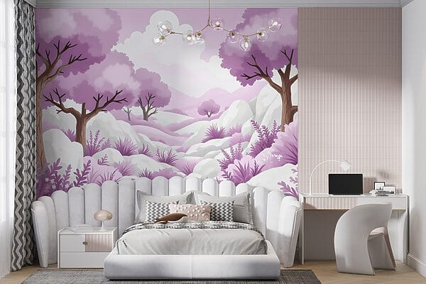 Landscape with trees and snow