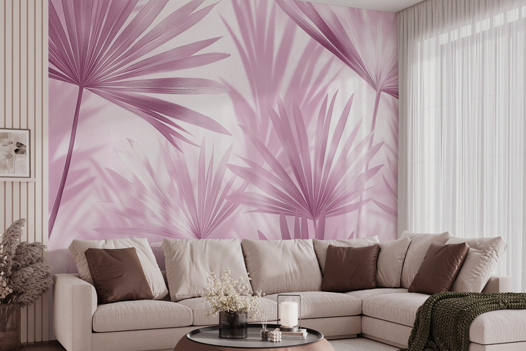 Soft pastel leaves creating gentle shadows