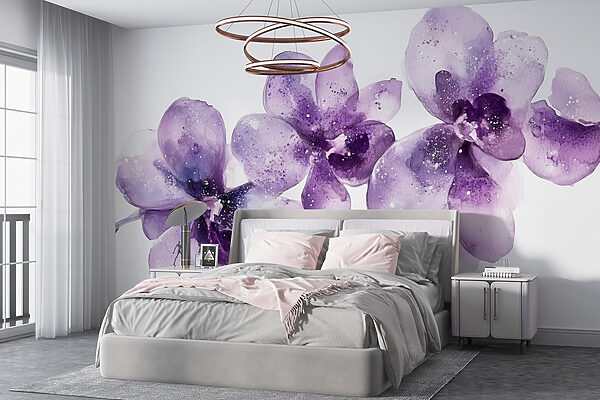 Ταπετσαρίες Ταπετσαρίες Ομάδα μωβ λουλουδιών (Κωδικός προϊόντος: w03163)