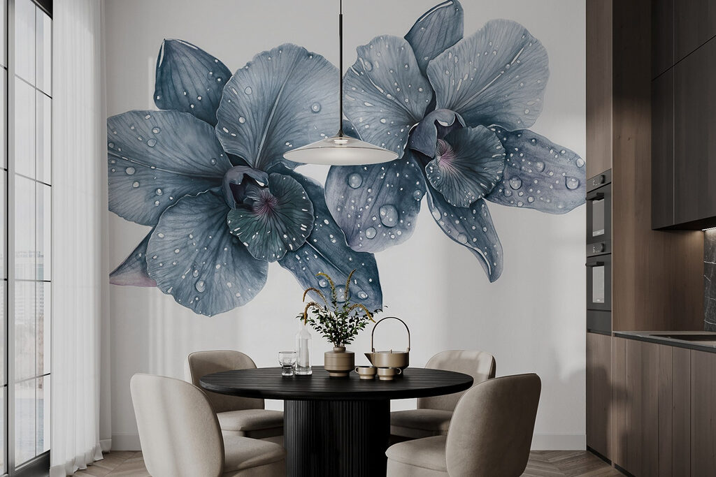 Delicate blooms with dew drops