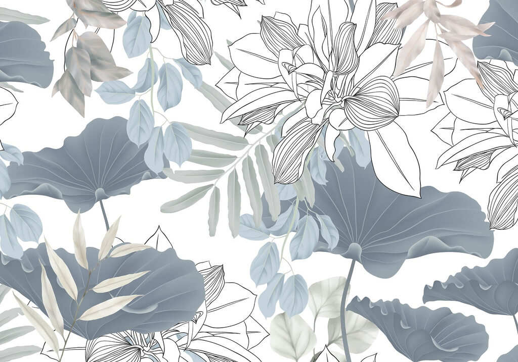 Floral μοτίβο με φύλλα και λουλούδια Floral μοτίβο με φύλλα και λουλούδια