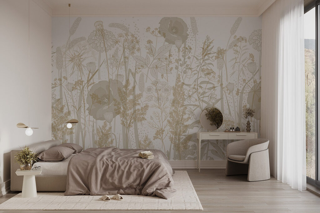 Delicate floral patterns in earthy tones