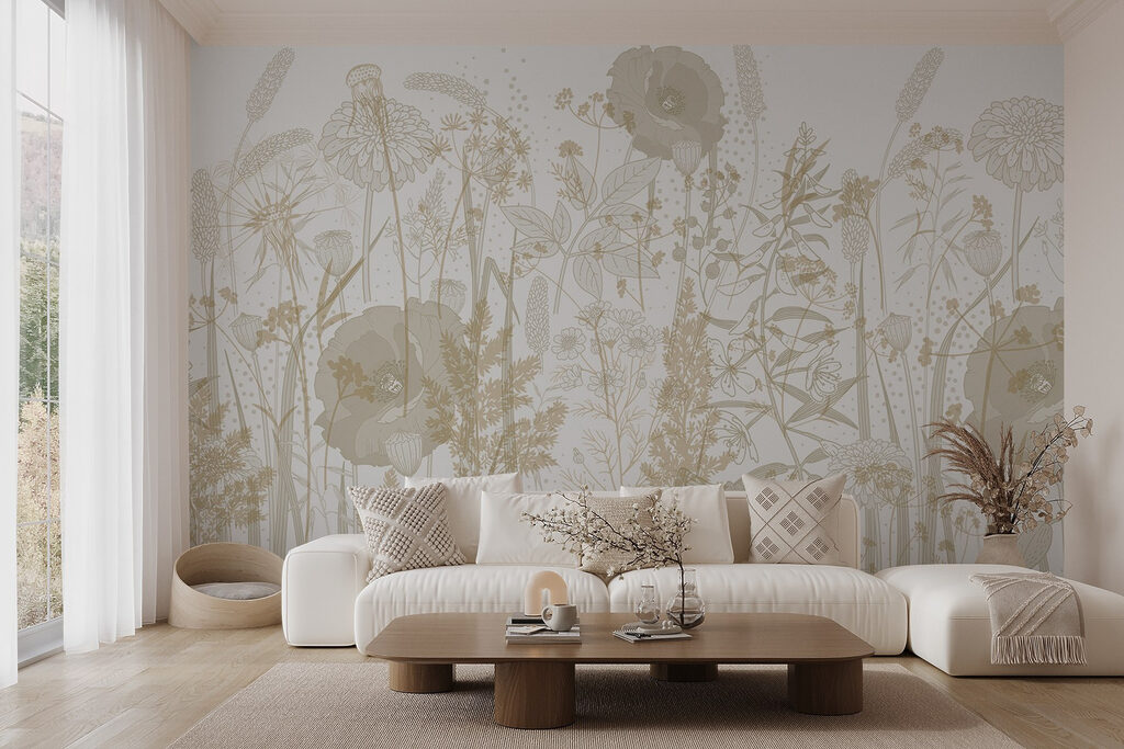 Delicate floral patterns in earthy tones