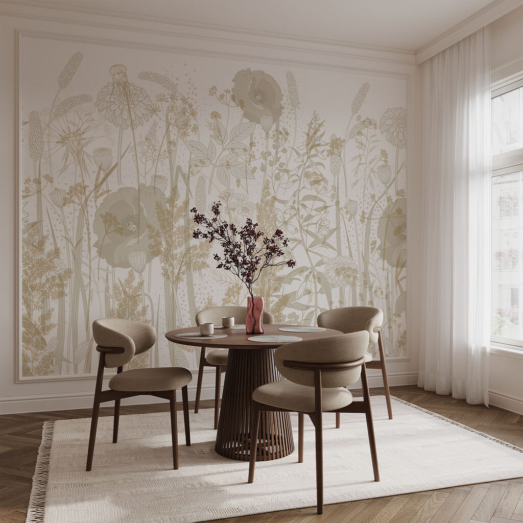 Delicate floral patterns in earthy tones