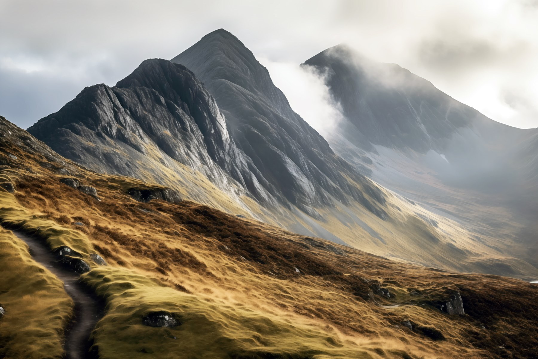 Mountain range with clouds