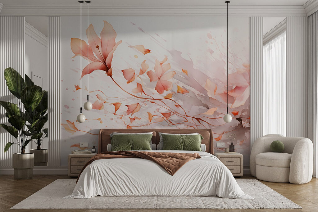 Painting of flowers and leaves