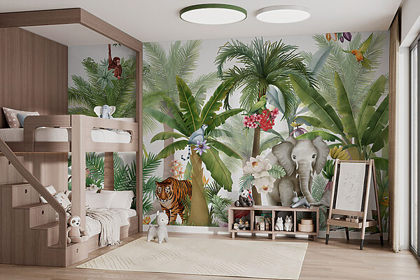 Ταπετσαρίες Ταπετσαρία με ζώα και πουλιά στη ζούγκλα