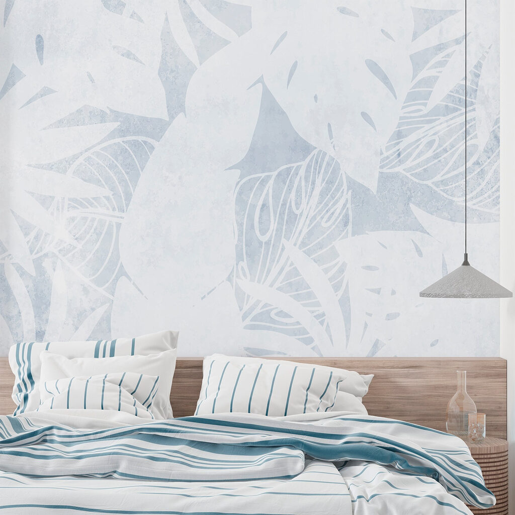 White leaf pattern on a white surface