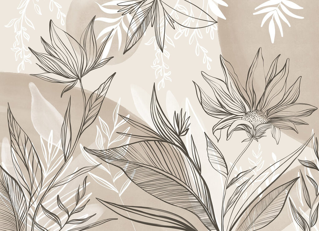 Delicate floral line art design