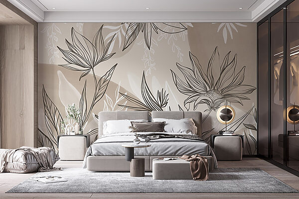 Delicate floral line art design