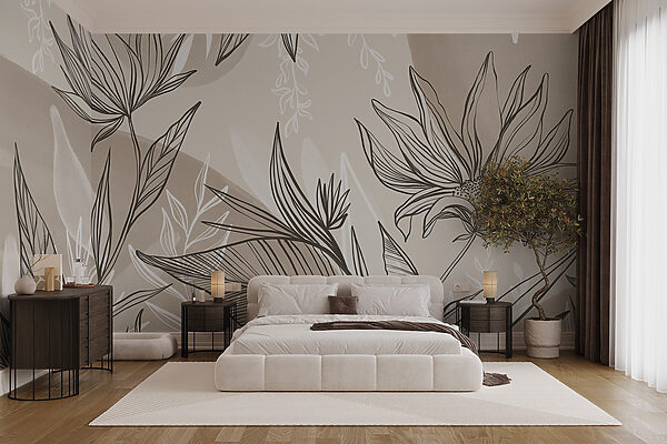 Delicate floral line art design