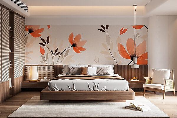 Ταπετσαρίες Ταπετσαρία με λουλούδια και φύλλα