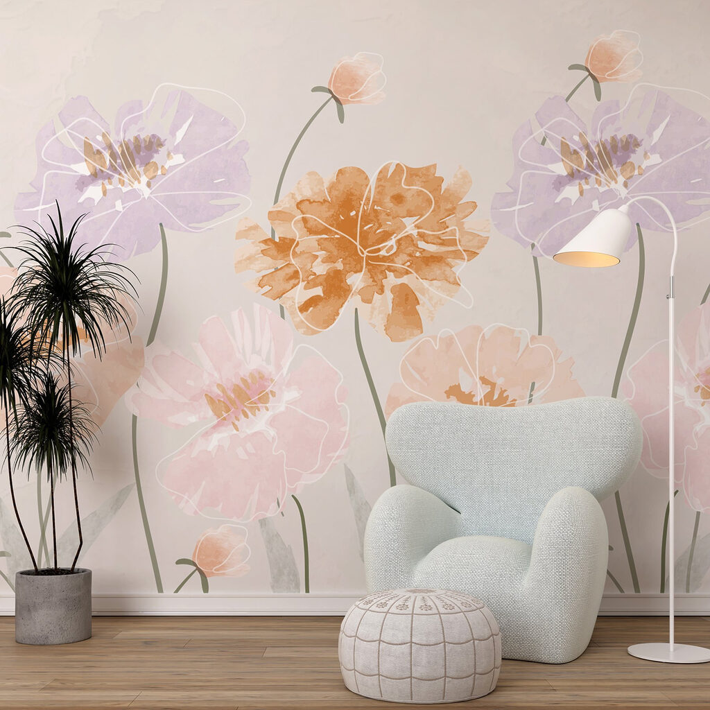 Group of flowers with leaves