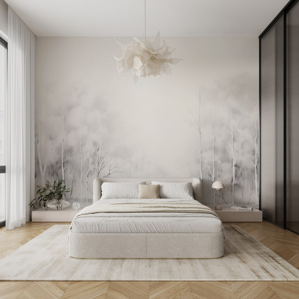 Group of trees in a snowy forest