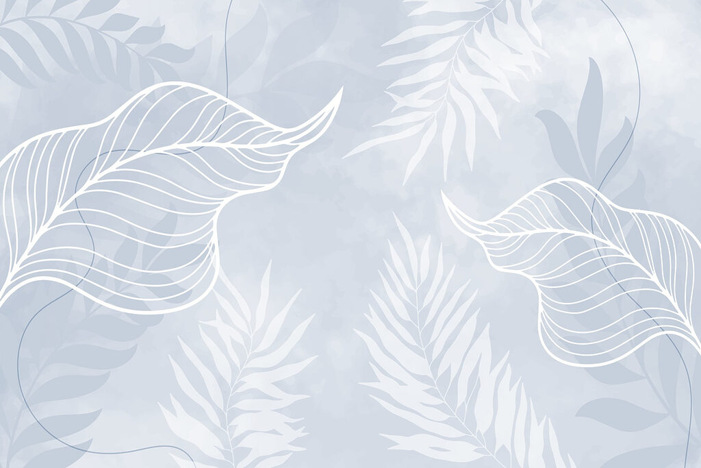 White leaves on a blue background