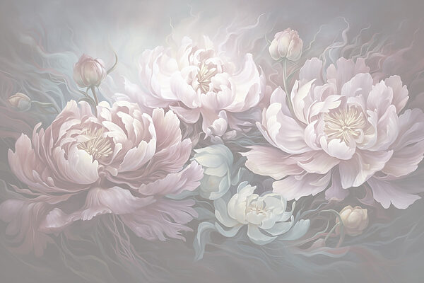 Painting of flowers on a gray background