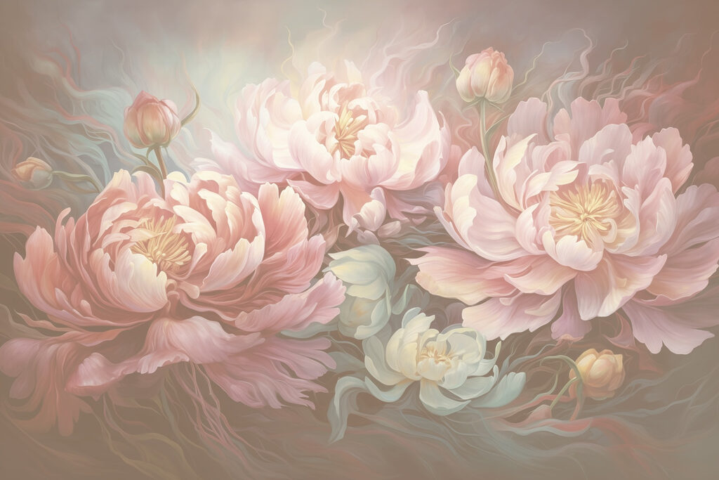 Painting of flowers on a surface Painting of flowers on a surface