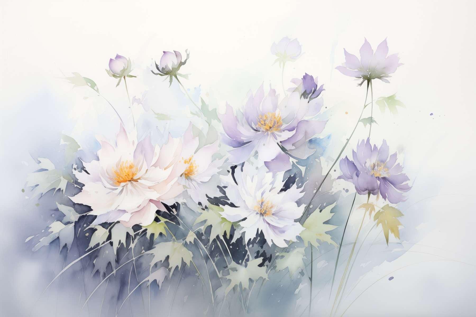 Painting of flowers on a white background
