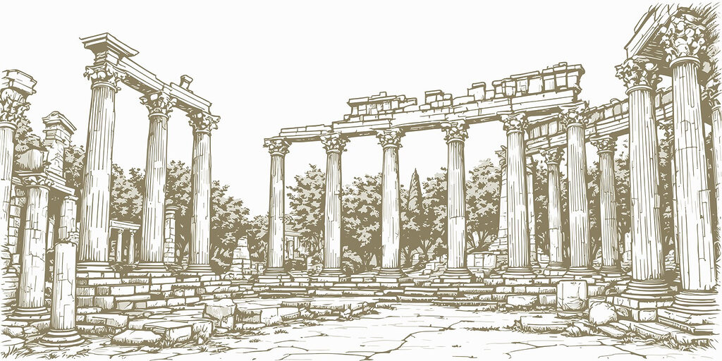 Σχέδιο πέτρινης κατασκευής με κίονες Σχέδιο πέτρινης κατασκευής με κίονες