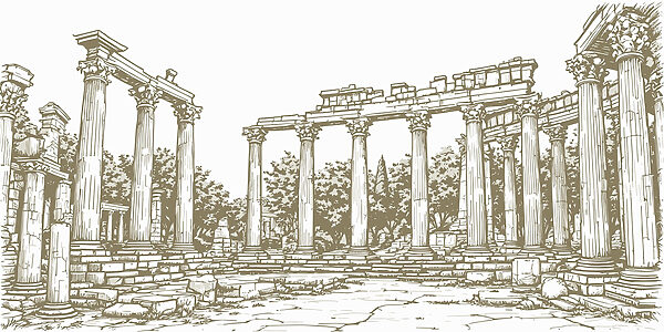 Σχέδιο πέτρινης κατασκευής με κίονες Σχέδιο πέτρινης κατασκευής με κίονες