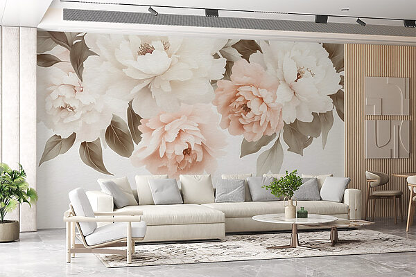 Group of flowers with leaves