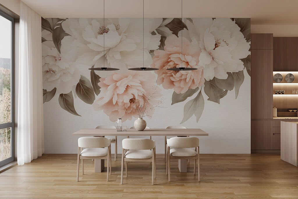 Group of flowers with leaves