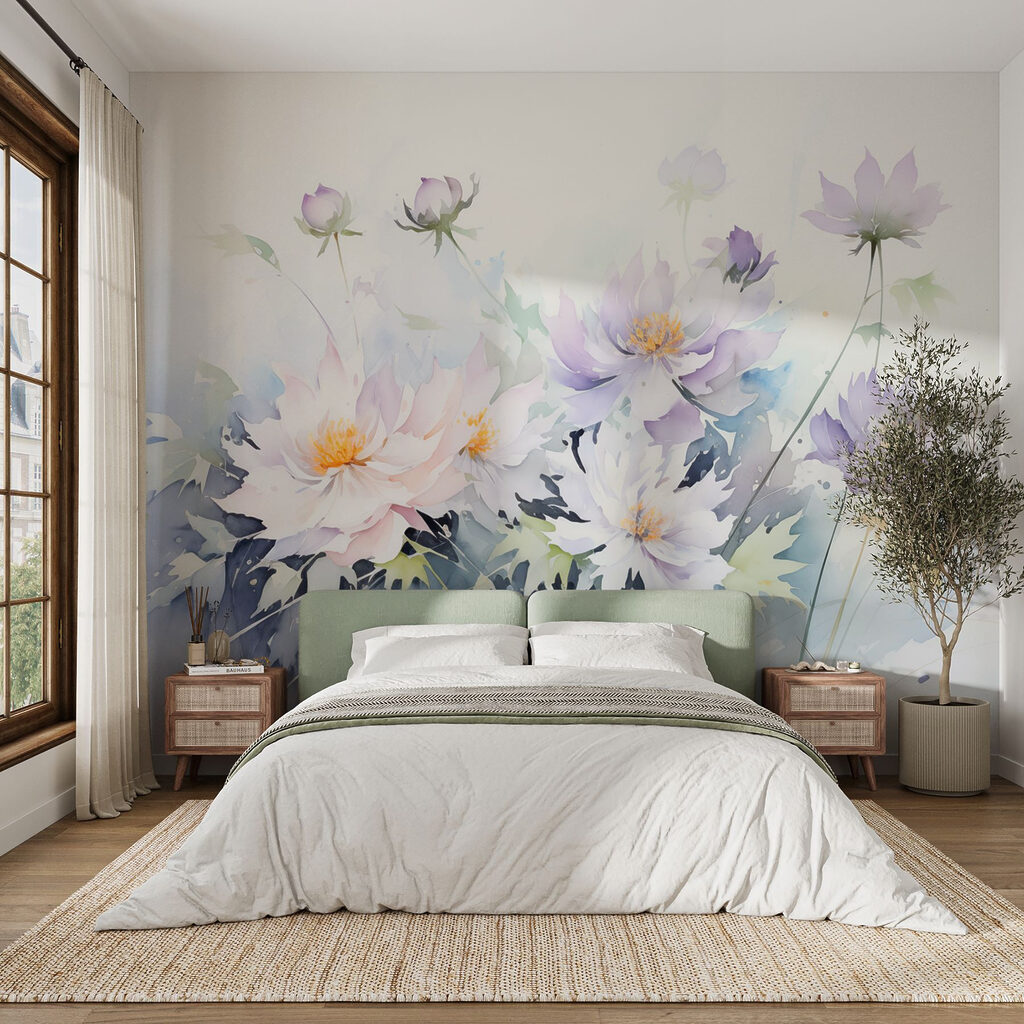 Painting of flowers on a white background