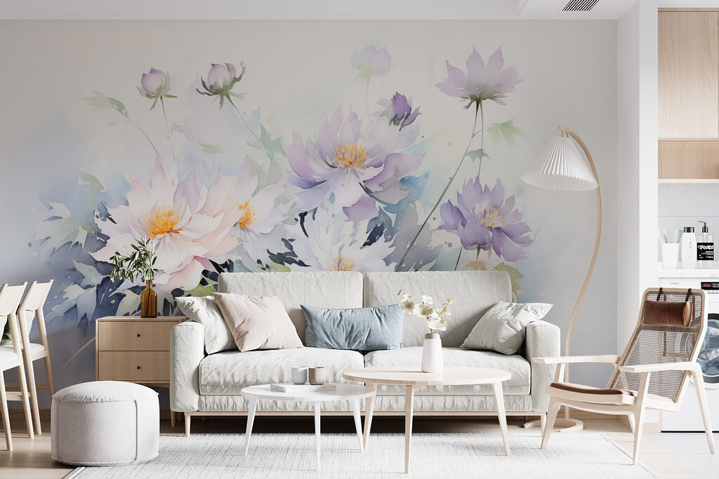 Painting of flowers on a white background