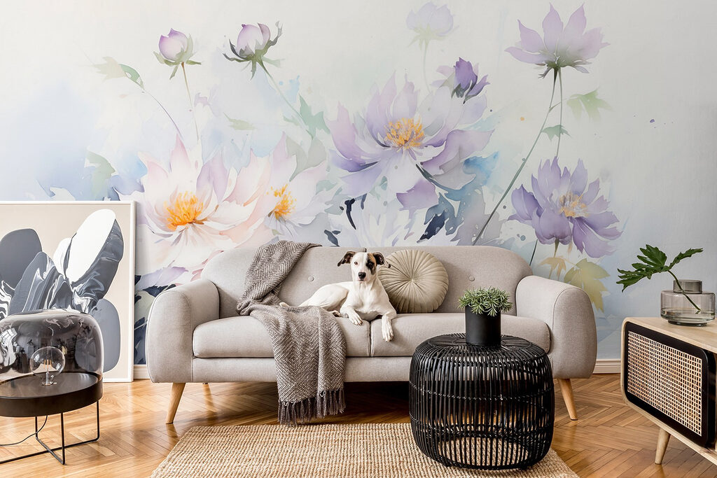 Painting of flowers on a white background