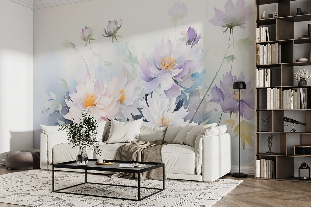 Painting of flowers on a white background