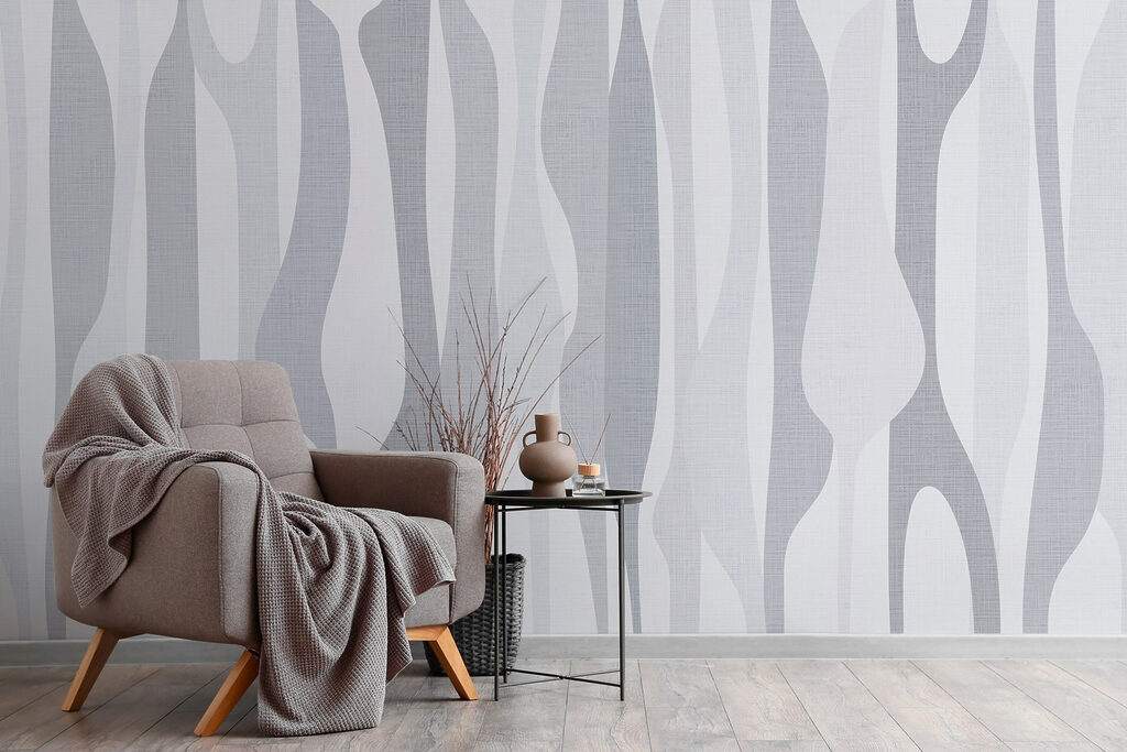 White and grey fabric with a pattern