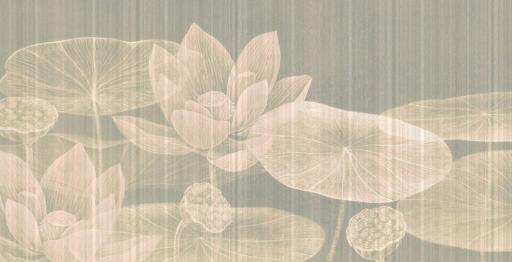 Delicate lotus flowers and leaves design