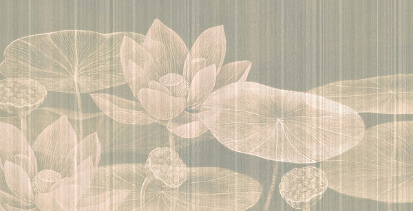 Delicate lotus flowers and leaves design