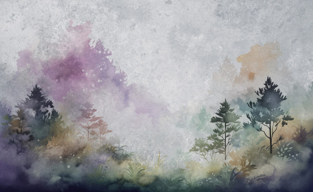 Painting of trees and bushes