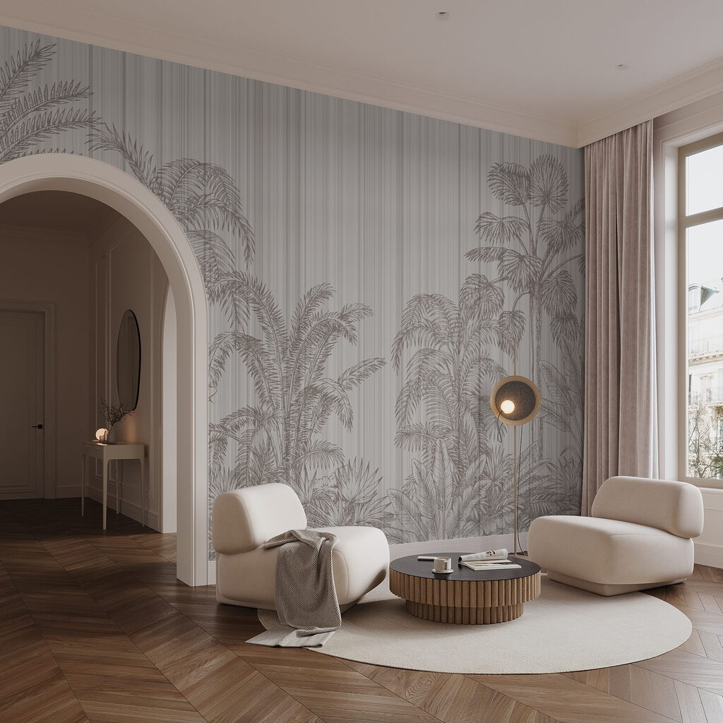 Tropical foliage in muted tones